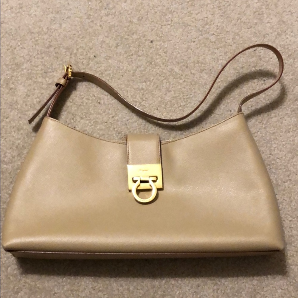 Salvatore Ferragamo Tan Leather Handbag Purse